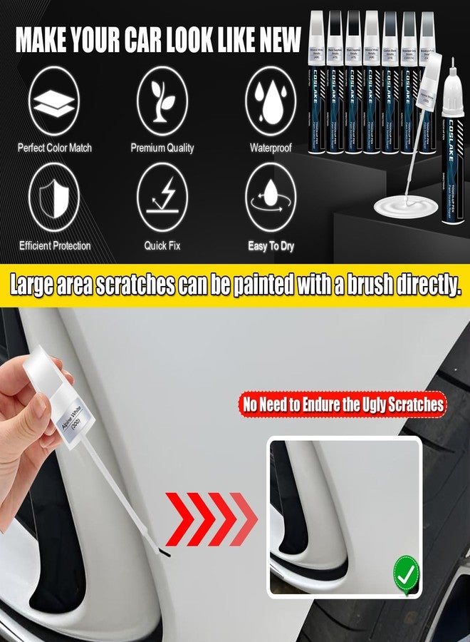 COSLAKE Car Touch Up Paint(Mineral White Metallic(A96)) for BMW, Car Paint Scratch Repair Kit, Quick & Easy Solution to Repair, 2 in 1 Scratch Remover Pen with Color-Matched - Image 4